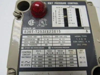 A-B Allen Bradley 836T-T253JX23X15 Style T Pressure Control Ser.A