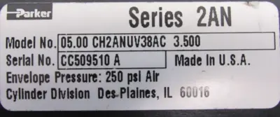 NEW PARKER 05.00 CH2ANUV38AC 3.500 CYLINDER 0500CH2ANUV38AC3500