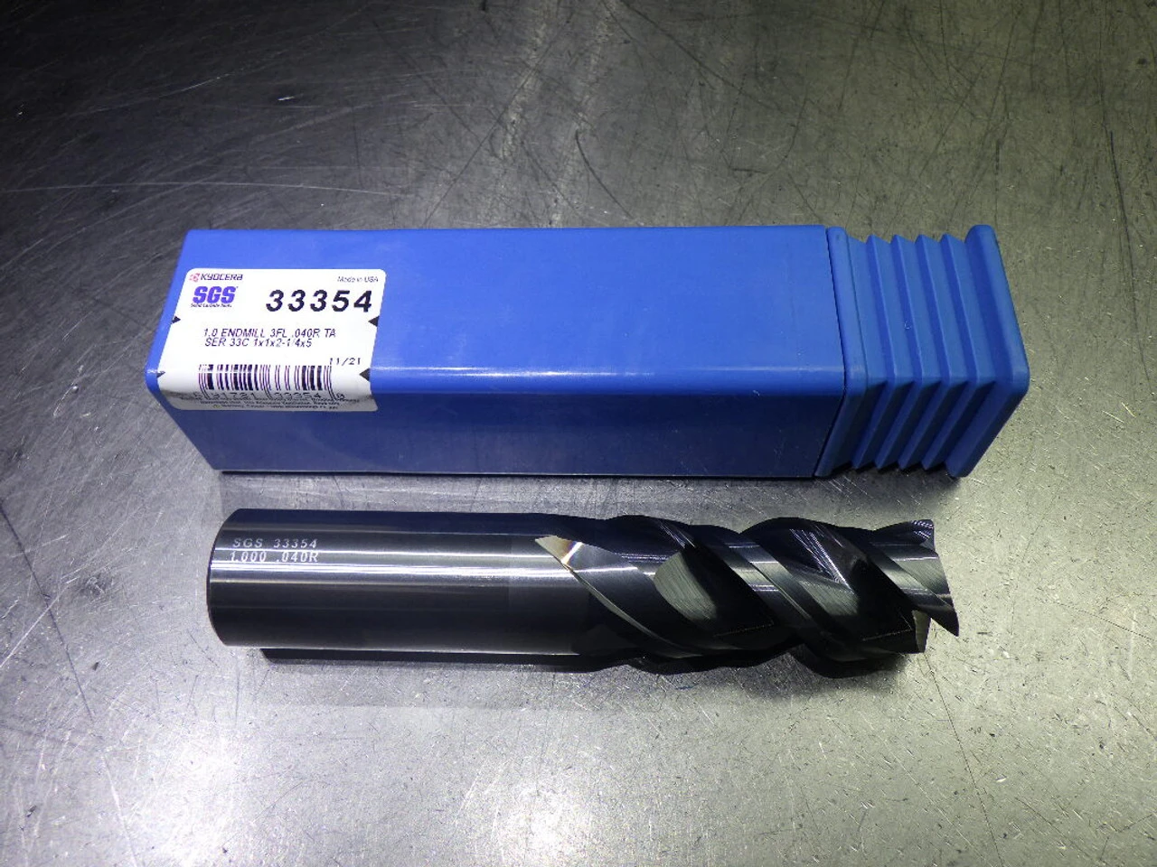 Kyocera/SGS 1" 3 Flute Carbide CR Endmill 1" Shank .04" R 33354 (LOC2397)