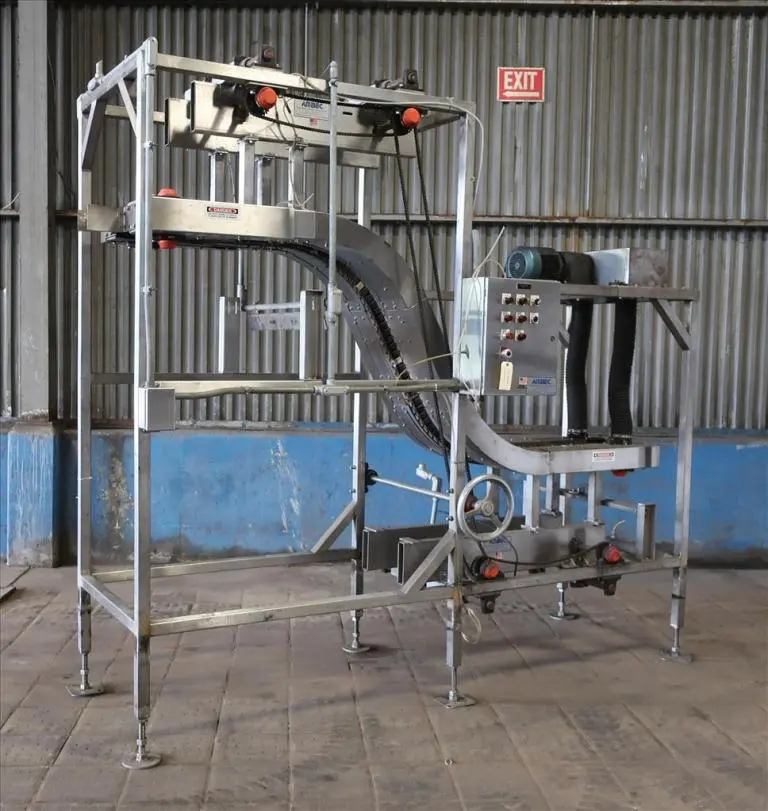 SPC8368  Conveyor AMBEC lowerator Stainless Steel, 38" discharge ht. and 80" infeed ht.