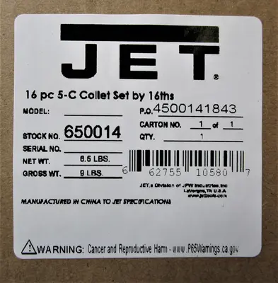 New | in-Stock JET 16PC Collets Illinois US | Olympus Machinery Group #1350784