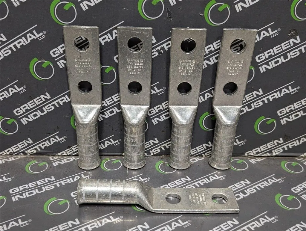 Lot of 5 Burndy YA312NFXB 2 Hole Long Barrel Compression Terminals 35kV Max. New
