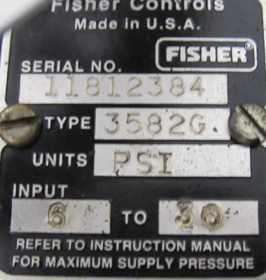 USED FISHER CONTROLS 3582G VALVE POSITIONER 6-30 PSI