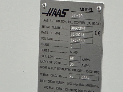2013 HAAS ST-10 LATHES, SLANT BED, N/C & CNC | Wheeler Machinery Sales (6)