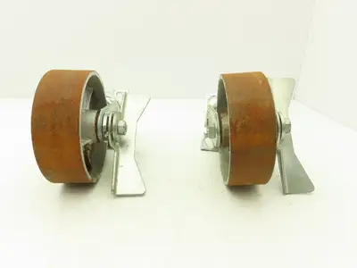 Albion 6" Swivel Caster Wheel Locking Cast Iron 7-1/2" Height Lot of 2