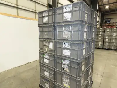 ORBIS Stakpak GRAY Stackable  Plastic Tote Container Bin 24x22x14" Lot of 24