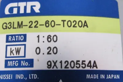 NEW GTR G3LM-22-60-T020A GEAR MOTOR 1:60 G3LM2260T020A