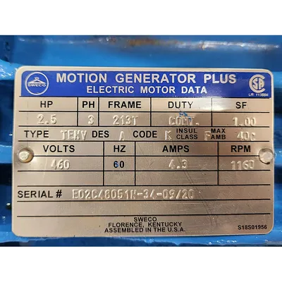 New | in-Stock SWECO _UNKNOWN_ A.C. Motors West Virginia US | JM Industrial #1313160