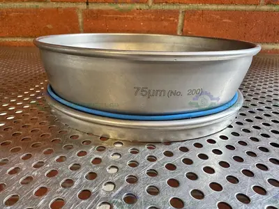 Used RETSCH SIEVE FRAME AND SCREEN, 8" DIAMETER X 2" DEEP, 75 UM MESH SIZE Filtration Equipment California US | Equipment Lab #1460007
