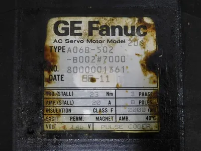 Fanuc A06B-502-B002 Servo Motor Damaged Connector Threads 2000rpm 23nM 20A Used