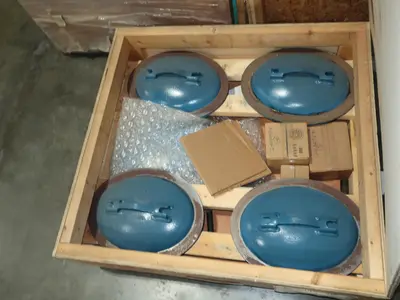 3 CRATES OF ASSORTED STEEL, ROLLER CHAIN, PLATES, DRUM DOORS