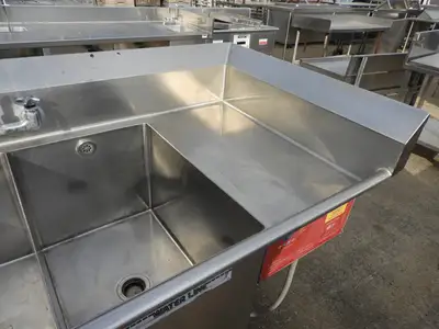 Used Duke Used 3 Compartment Stainless Steel Commercial Sink with Twist Drains and X-Stream Wash - SS18 Sinks Illinois US | Falcon Restaurant Supply #1376484