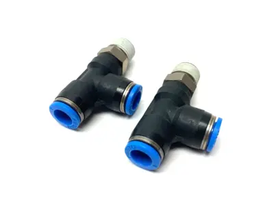 USED FESTO PNEUMATIC PUSH-IN TEE FITTING 1/4" NPT THREAD