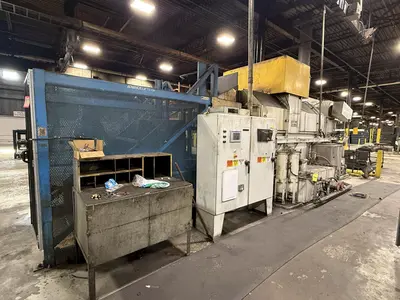 48" X 3-STAGE RANSOHOFF ROTARY DRUM BATCH AUTOMATIC PARTS DEBURR & WASHER SYSTEM, NEW 2013: YOBRO #24300
