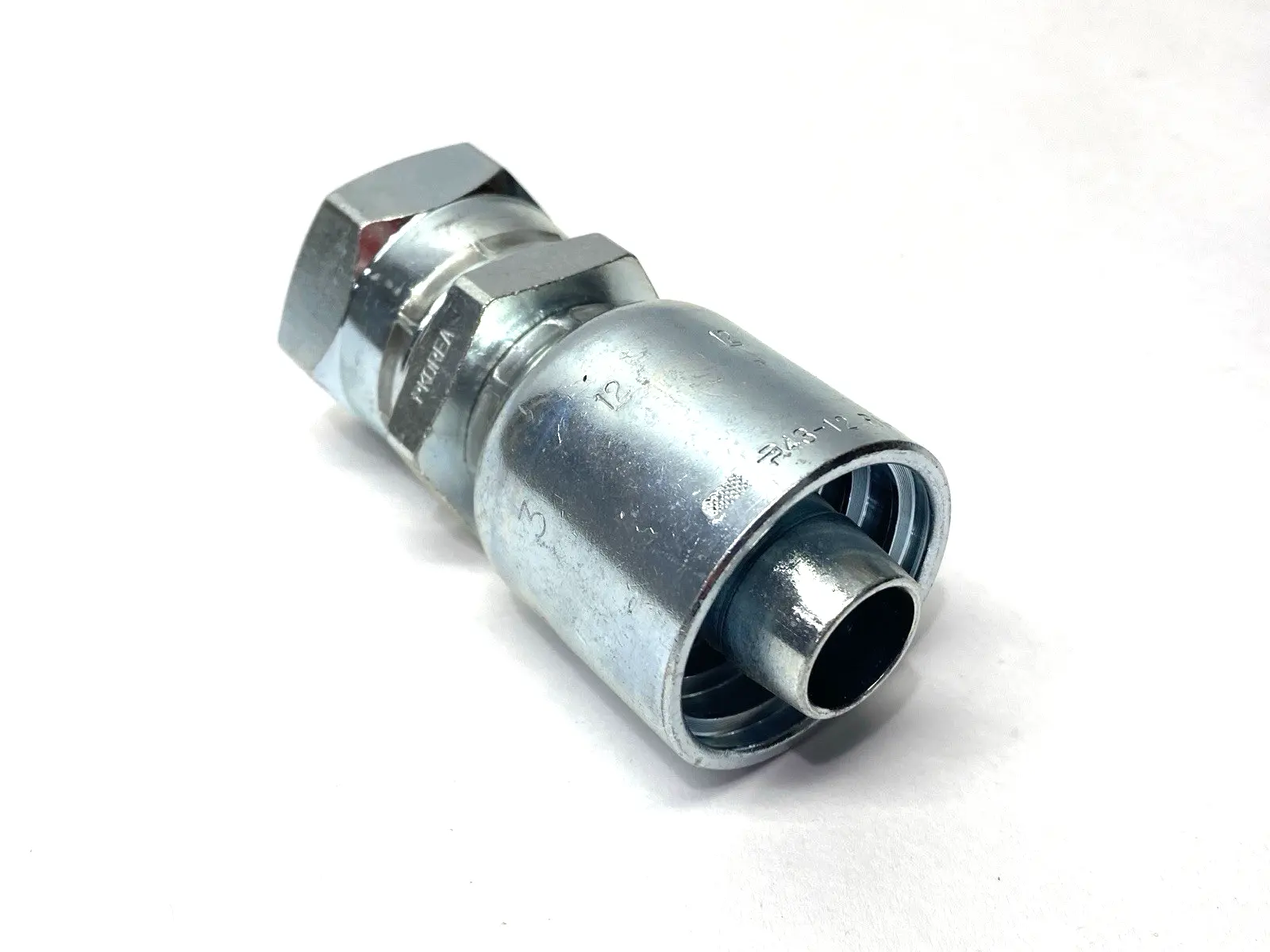 USED PARKER CRIMP STYLE HYDRAULIC HOSE FITTING 3/4" PORT 3/4" HOSE I.D.