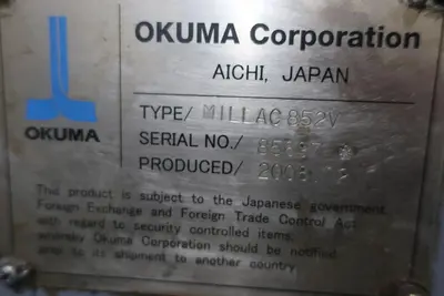 Used 2008 OKUMA MILLAC 852V Vertical Machining Centers Illinois US | Aucto #1306865