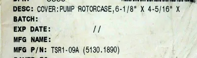 NEW GENERIC TSR1-09A ROTORCASE PUMP COVER PLATE TSR1-09A