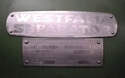 Westfalia SA 14-06-076 clarifier centrifuge, 316SS.
