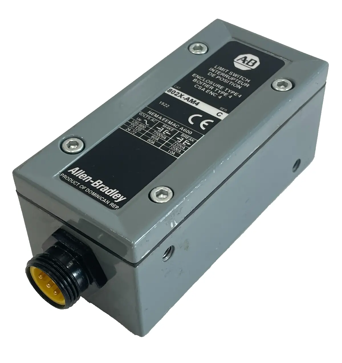 ALLEN BRADLEY 802X-AM4 LIMIT SWITCH SER.C 802XAM4 NEW, SURPLUS