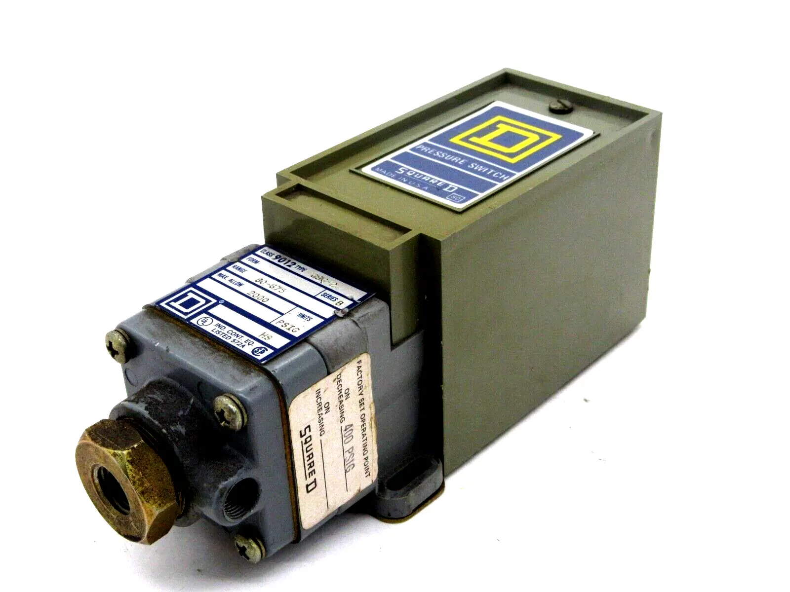 USED SQUARE D 9012-GSG-2 PRESSURE SWITCH 80-675 PSIG 9012GSG2