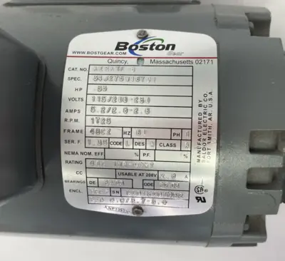 New | in-Stock Boston Gear 1-Phase Electric Motor 0.33HP 1725rpm, F71015KPB4J6 Reducer Speed Reducers Michigan US | Maverick Industrial Sales #1398425