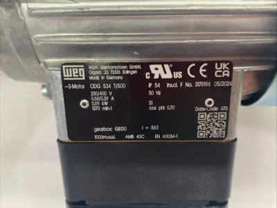New | in-Stock WEG Hollow Shaft ~3 Geared Motor IP54 50Hz w/ GB130 Gearbox 56:1 Gearmotors Michigan US | Maverick Industrial Sales #1470278