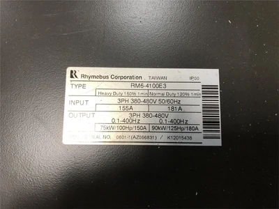 100 HP Rhymebus RM6-4100E3 AC Inverter Drive