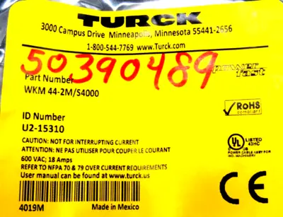 NEW TURCK WKM 44-2M/S4000 CORDSET WKM 442MS4000