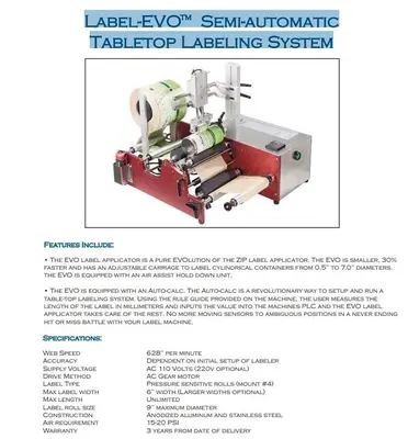 Used Evo Table Top Bottle Wraparound LabelOne