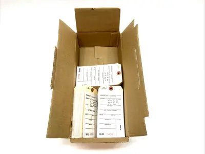USED ULINE 3-PART INVENTORY TAGS ADHESIVE #5000-#5499 BOX OF 243 TAGS