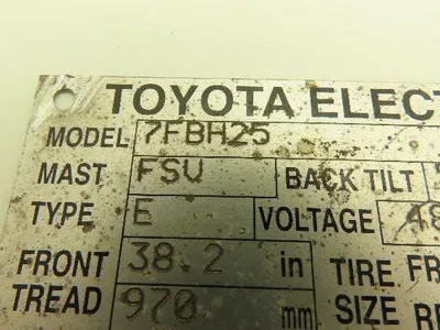 Toyota 7FBH25 Electric Forklift Pedals Lot of 2