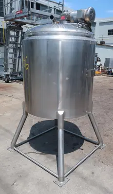 SPC9046  Tank 150 gallon vertical tank, Stainless Steel, 60 psi @ 300F jacket, 1 hp agitator, dish removable top