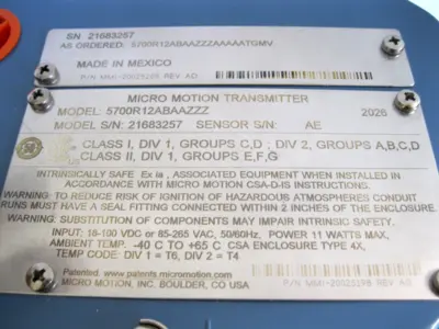 New | in-Stock Micro Motion 5700 R12 ABAAZZZ AAAAATGMV Sensors New Hampshire US | Bitter End Trading #1466021