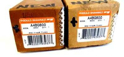 NEW LOT OF 2 GOULD SHAWMUT A4BQ800 FUSES 800A 600V