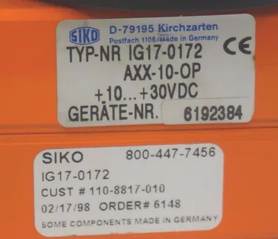 NEW SIKO TYP-NR IG17-0172-AXX-10-OP INCREMENTAL ENCODER 6192384 , IG17-0172