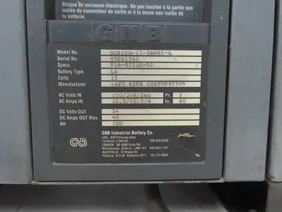GNB SCR100-12-260S1-L Forklift Battery Charger 24V 40A 260Ah 120/208/240V 1Ph