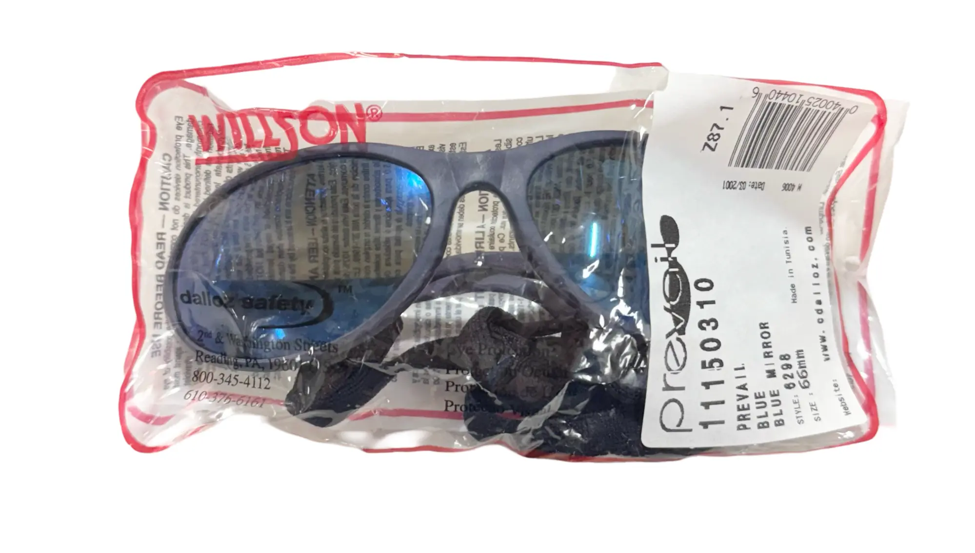 Dalloz Safety Prevail Safety Glasses with TSR Blue Mirror Lens Blue Frame & Flexi-Cord