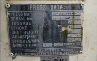 Used USI CLEARING S2-250-84-54 Straight Side Presses MX | Aucto #1310106