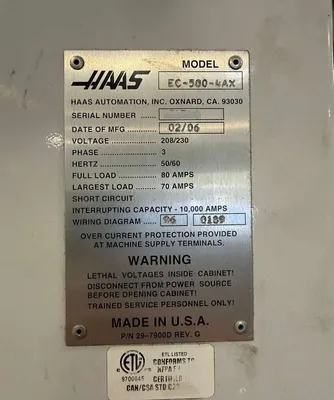 USED 2006 HAAS EC-500-4AX
