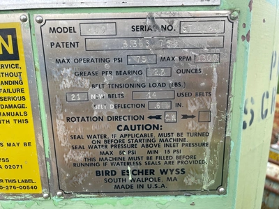 Bird Escher Wyss Pressure Screen Model 400 Stainless