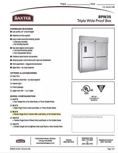 Used 2019 BAXTER BPW3S Proofers (Bakery) Florida US | Apex Bakery  Equipment #1176732
