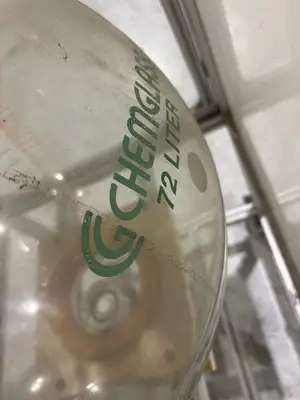 USED CHEMGLASS 72 LITER REACTOR FLASK
