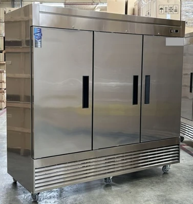 171-0057 82” Stainless Steel Self Contained 3 Door Reach in Cooler