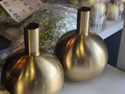 Lot of (3) Metal Bud Vase 9" x 12" (gold) (round)