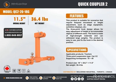 Used WOLVERINE QC2-26-18G QUICK COUPLER 2 Hitches Michigan US | Miedema Asset Management Group #1579531