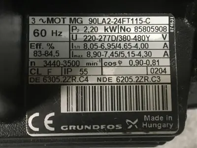 USED GRUNDFOS MOTOR 90LA2-24FT115-C