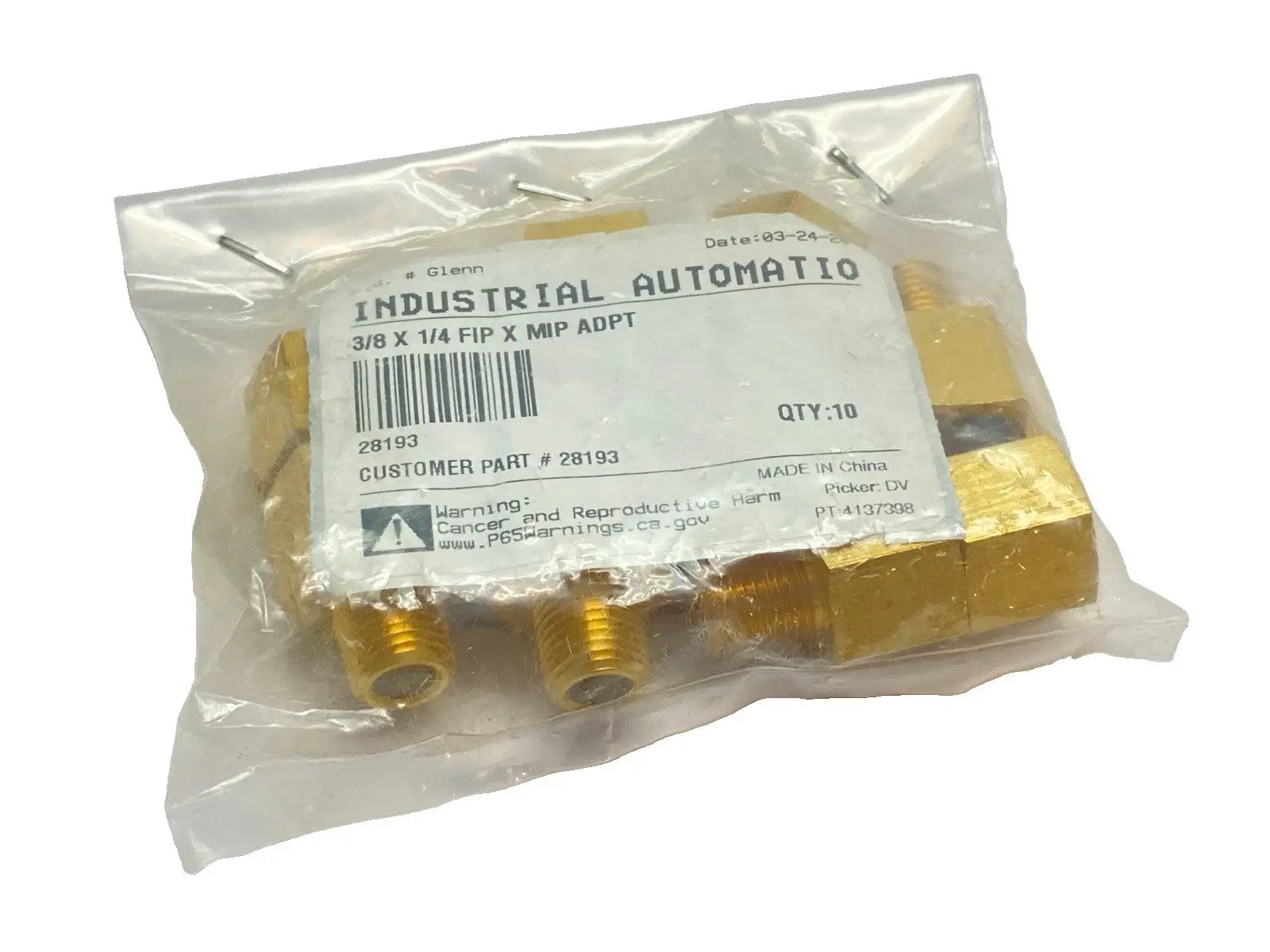 New | in-Stock Midland Industries Adapter 3/8" Female NPTF x 1/4" Male NPTF LOT OF 10 Parts Michigan US | Maverick Industrial Sales #1391085