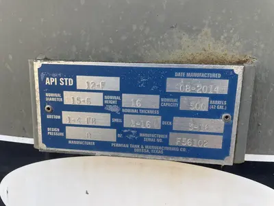 USED 2014 PERMIAN TANK 500BBL VERTICAL TANK