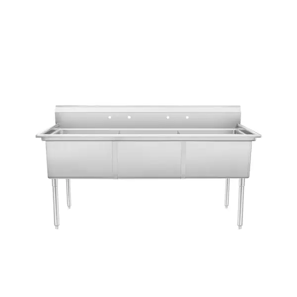 New | in-Stock Atosa New Atosa SS2424F31N 77" Three Compartment Sink, 24" x 24" Bowls Sinks Illinois US | Falcon Restaurant Supply #1373642