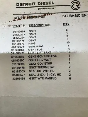 Detroit Diesel Gasket Kit PN 05195742